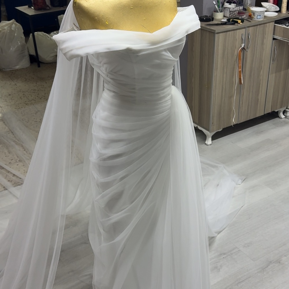 Elegant White Off-Shoulder Gown wedding dress